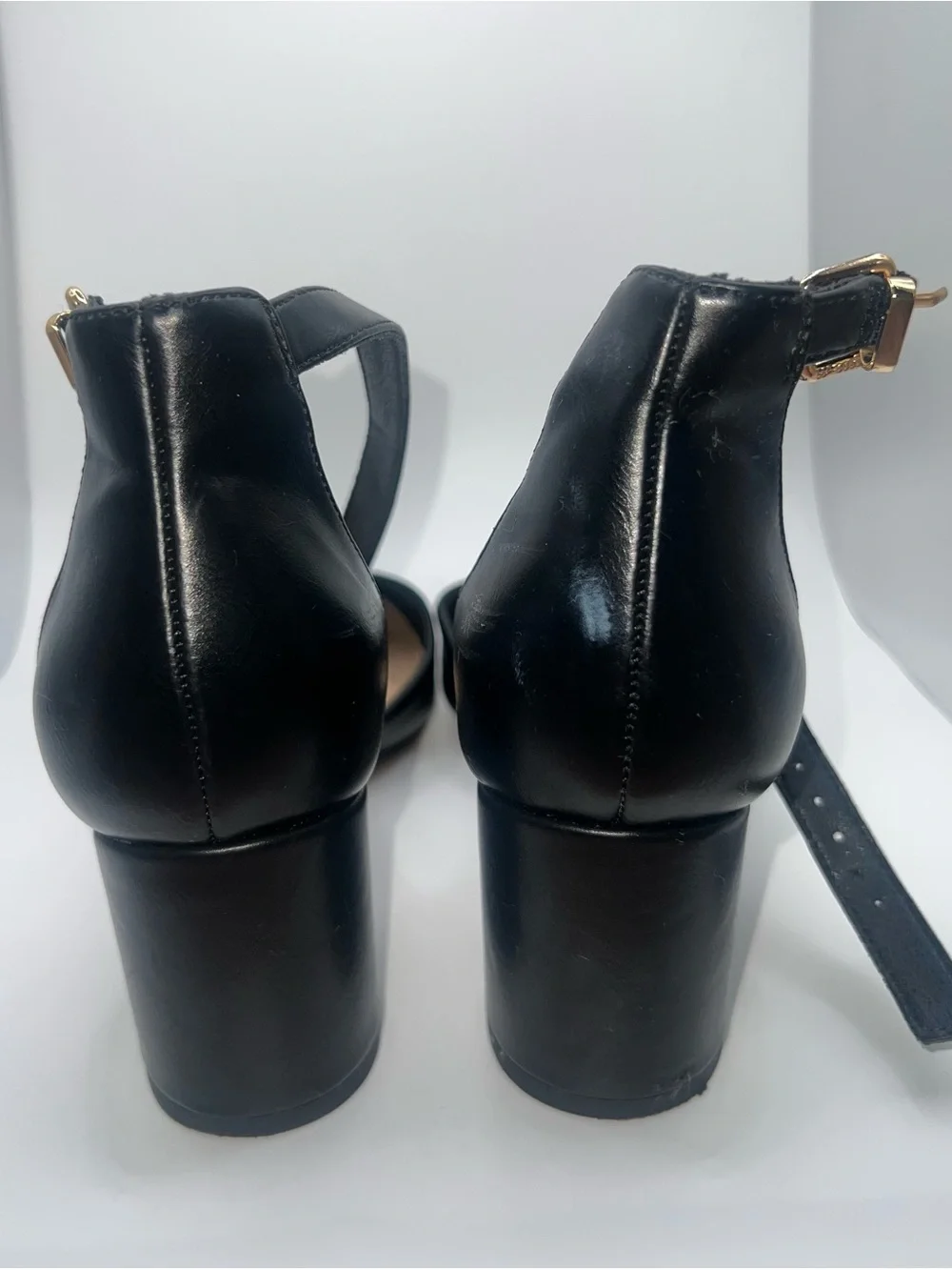 Michael Kors Black Leather Pointed Toe Block Heel Pumps Size 6
